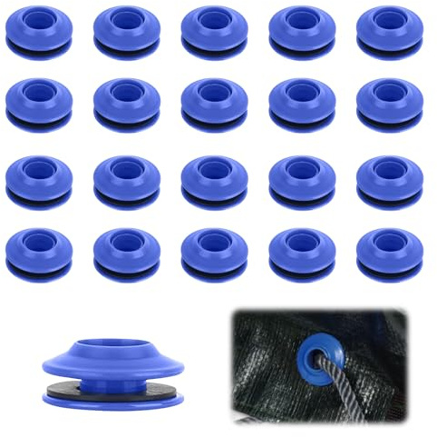 EUYKQNOI Ensemble d'oeillets en Plastique 20 pièces oeillets pour baches Œillets Bleus pour Bâches Oeillets Plastique Bâche 28 x 28 x 12 mm Œillet de Bâche Auto Bloquants,oeillet pour bache