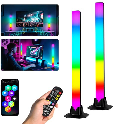 Monemey Barra de Luz LED, Retroiluminación de TV RGBIC, Ambilight con Mando a Distancia y App, Regulable 16 Millones de Colores Para Habitaciones, Decoración de Juegos (42CM)