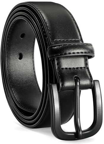 VONMELLI Men's Metal Free Leather Belt TSA Approved Non Metal Belt for Men Jeans with Hypoallergenic Buckle Black Fit Waist Size 36-39