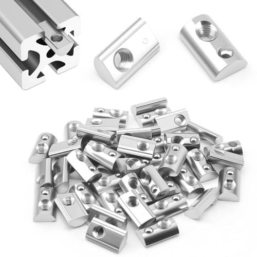 LINTRA 50 Piezas Tuercas M4 Ranura 6 T con Ranura Esférica, 20-Serie M4 Tuerca de Ranura en T, Tuercas de Bola de Perfil, Tuerca Deslizante, para Impresoras 3D CNC Perfil en C, Estándar Europeo