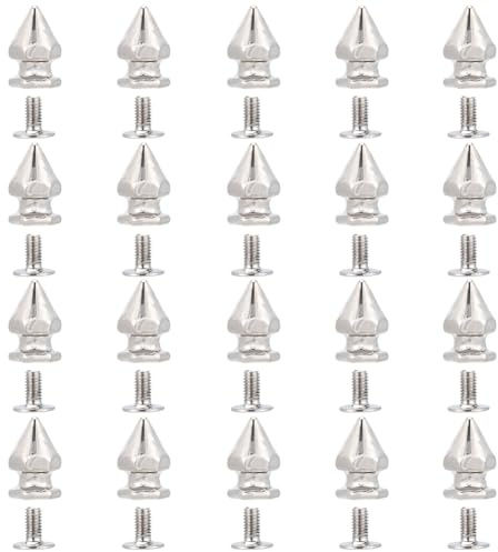GORGECRAFT 50 uppsättningar 13,5 mm silver spikar och dubbar metallkon läder nitar liten sexkantig skruv på kon dubbar skruvback läderarbete träd nitar för sko kläder gör-det-själv projekt väskor