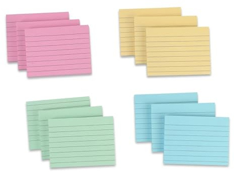 1200 Fiche Bristol avec Ligne, 76 * 101 mm Cartes D’index Lignées, Flashcards Colorées, Flash Cards Couleur, Carte de Révision, Fiches Colorées, pour Bureau, École, Présentation, Exposé