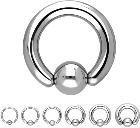 Treuheld® Klemmring Piercing BCR Ring - Silber - Edelstahl/Chirurgenstahl - Dick & Groß - Klemmkugelring - 3x19mm