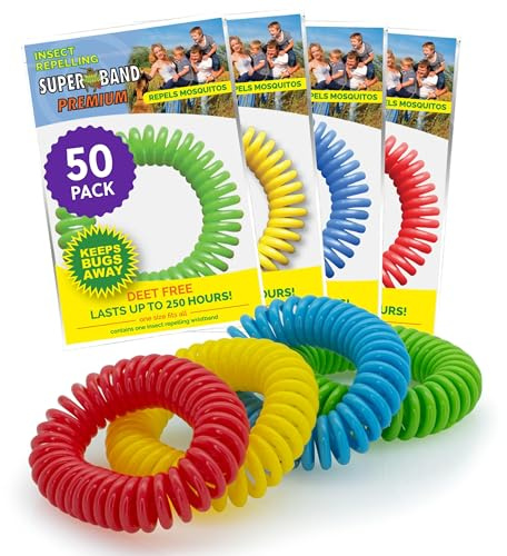 Superband Regular SBN39050 - Neon color - Insect Repelling Bracelet - All Natural Mosquito Repellent - 200 Hours Protection - Pack of 50