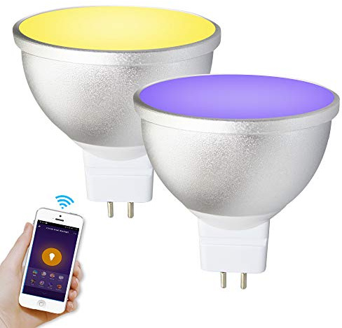 BENEXMART Gu5.3 Lampadina LED MR16 12 V WiFi Alexa Google Home Assistant IFTTT Tuya Smart Life APP Telecomando RGB LED Light Dimmer Lampada (confezione da 2)