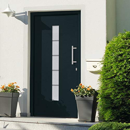vidaXL Eingangstür Haustür Wohnungstür Nebeneingangstür Außentür Tür Kellertür Mehrzwecktür Schlüsselsatz Alu Aluminium PVC Anthrazit 100x210cm
