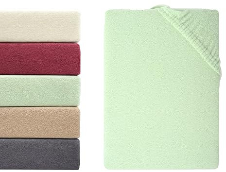 Hometex Premium Textiles Winterflausch Spannbettlaken | Spannbetttuch Teddyflausch 80% Baumwolle & 20% Mikrofaser | Oeko-TEX®Standard 100 - In vielen Größen und Farben | 90-100 x 200 cm Eukalyptus