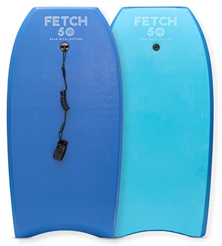 Fetch 50 Bodyboard de Performance de 106 cm pour Adultes et Adolescents, avec Cordon, Pont réticulé et Laisse enroulée de qualité, débutant à intermédiaire, Bleu