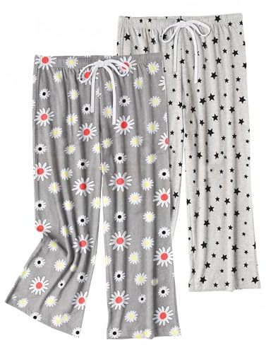 ENJOYNIGHT, pantaloni lunghi da donna 3/4, pigiama in cotone, con coulisse, M