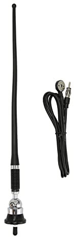 Septpenta Antenne de Voiture, Amplificateur Intégré en Caoutchouc Souple, Signal Stable Haute Performance et À Gain Élevé, Antenne FM de Voiture, Fréquence AM 525 1700 Khz, 87,5 108 MHz pour Voitures