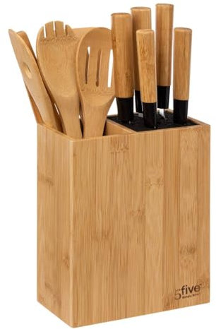 Bloc 5 couteaux & 5 ustensiles manche bambou - 5 five simply smart