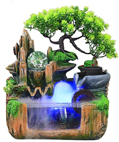 Fontaine de Bureau avec Cascade, Fontaine de rocaille, Fontaine d'intérieur avec Plantes brumeuses, Fontaine ornementale avec Cascade de Bureau