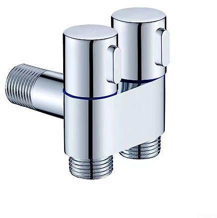 RANRAO Válvula de ángulo de doble control, G1/2 de 1 pulgada de salidas de doble control para lavadora, válvula triangular de inodoro, válvulas desviadoras de ducha de bañera