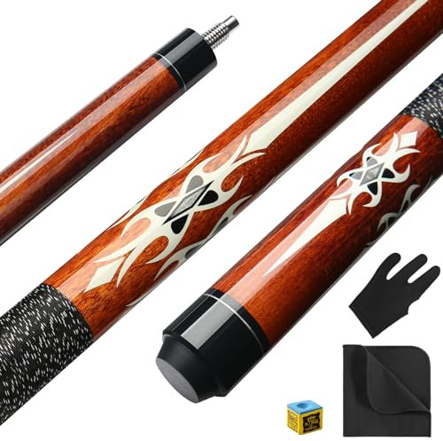 ASMPCUE Pool Queue, 58 Zoll Billard Queue Kanadischer Ahornholz Pool Cue 13mm Spitzen für Professionelle Billardspieler, 1/2 Maple Queue Sticks für Billard Tisch Sport (Braun)