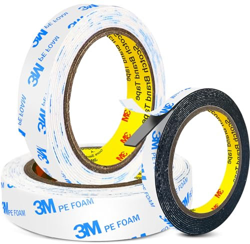 FOLAI 3M Double Sided Tape,Extra Strong,PE Foam,for Indoor and Outdoor Use, Waterproof,Heavy Objects,Fixing Objects (3m*20mm) White