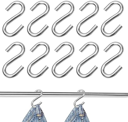 SpetngSake 10 Stück S Haken Klein, Verzinktes Eisen, Multifunktional, Silber, für Küche, Garten, Schlafzimmer und Büro