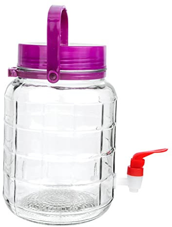 HOLIDYOYO Frasco De Vidrio para Pepinillos 3l Grifo Vidrio Transparente Sellado Práctico para Fermentación y Elaboración De Vino En Cocina Hogar