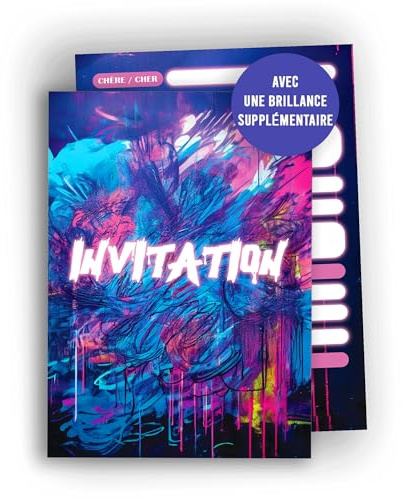 Edition Colibri Cartes d’invitation graffiti – 10 cartes A6 à remplir | Invitations cool pour anniversaire ado, fête urbaine, hip-hop, garçon, fille