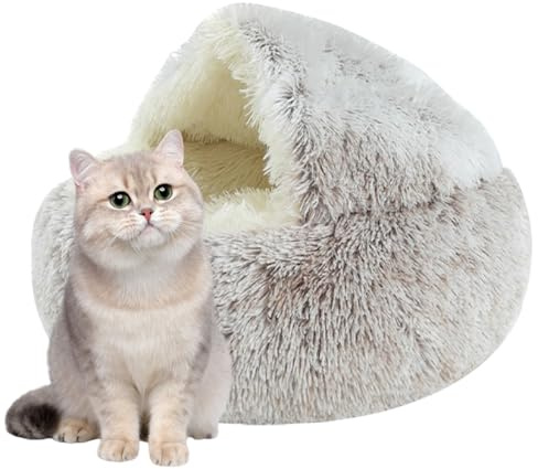 Evember Cama Cueva para Perros, Cama Universal para Mascotas pequeñas, cómoda y Suave, cálida y extraíble para Gatos, Perros pequeños, Perros Grandes, Invierno