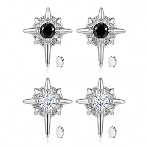 2 paia orecchini magnetici croce stella senza buco ipoallergenici, orecchini magnetici uomo, orecchini senza buco, orecchini uomo magnetici