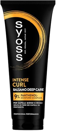 Syoss Balsamo Deep Care Intense Curl 250ml, 9% Panthenol-Moisture-Complex, Syoss Balsamo per capelli mossi e ricci, idratazione di lunga durata