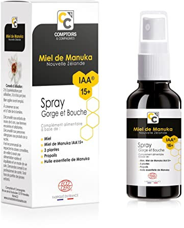 COMPTOIRS ET COMPAGNIES - Spray Gorge et Bouche au Miel de Manuka IAA15+ - Complément Alimentaire - Certifié Bio - 25ml