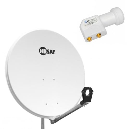 Pack HDSAT Parabole Satellite Acier 80cm + LNB Twin HD 4K 0,1dB idéal Astra Eutelsat