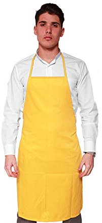 Grembiuli Da Lavoro Cotone Made In ITALY per Ristorante Cucina Cuoco Chef (Taglia unica, giallo)