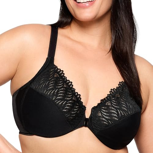 Glamorise Front-Closure T-Back Wonderwire Underwire Bra 1246 (Women's & Women's Plus) Black