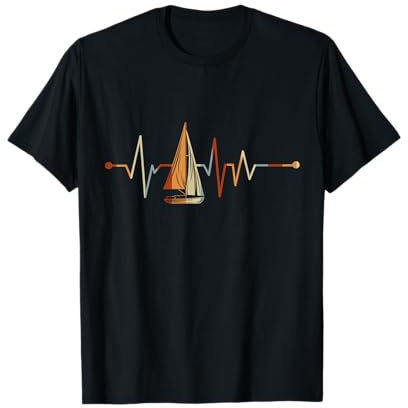 Sea Captain Gift Sail Boat Heartbeat Boat Sailing T-Shirt