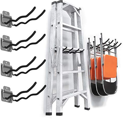 TORACK Garage Hooks Tool Organizer, 4 Pack Heavy Duty Steel 12 Wave Hooks, Wall Mount Garage Storage Utility Hook for Car Tires, Ladder, Chairs, Power Tools, Garden Tools