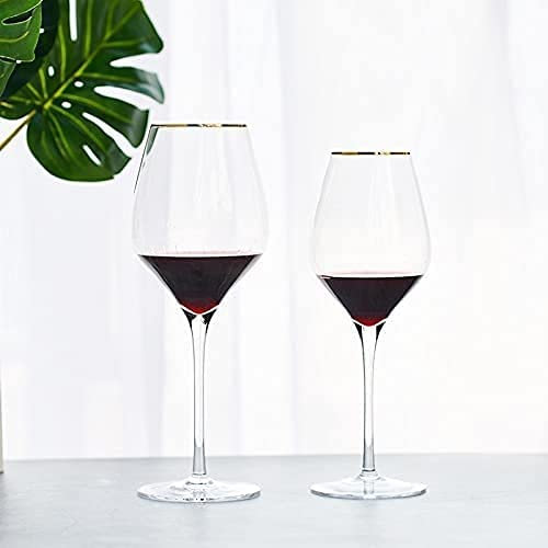 HLD vasos de cerveza de vidrio 2 tipos de capacidad 450 ml 650 ml de copa de vino tinto Dibujo de oro Cerveza de cerveza Cerveza de vidrio Barra de cristal Home Borgoña Vino Copa de vino Vidrio Conjun