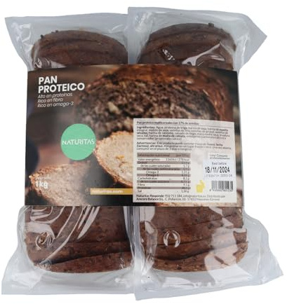 Pan Proteico 1 kg Naturitas Essentials | Bajo en Carbohidratos | 30,1% de proteína | Vegano| Sin azúcar añadido | Keto | Fibra Natural | Sin carga glucémica