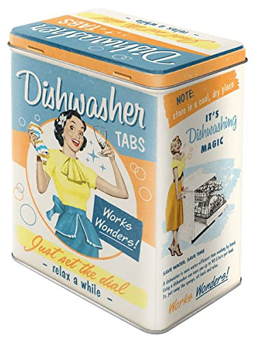 Nostalgic-Art Retro Vorratsdose L, 3 l, Dishwasher Tabs – Geschenk-Idee für Nostalgie-Fans, Große Blech-Dose, Vintage Design