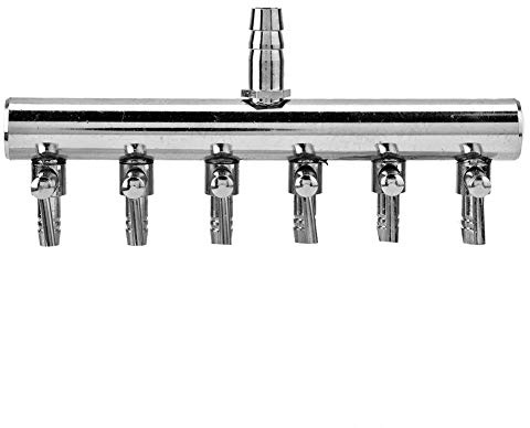 Ejoyous Akvarieluftfördelare, akvariumslangfördelare, rostfritt stål akvarium-metall-avstängningsventil, luftrörsdelare, för 4/8 mm slang-luftpump (8 till 4 mm sexhåls splitterhuvud)