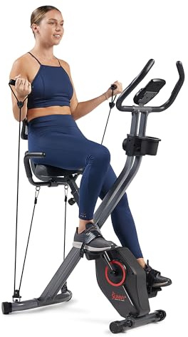 Sunny Health & Fitness Esercizio stazionario magnetico pieghevole X-Bike Pro, capacità di peso 135 KG, basso impatto, resistenza a 14 livelli - SF-B223012