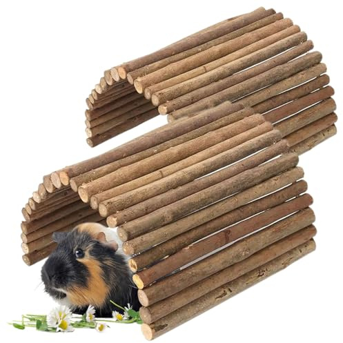Tfwadmx Wooden Hamster Bridge, Extra Large - 2 Pcs Small Animal Bendy Bridge Tunnel Hut Hideout Ladder Hideaway Climbing Chew Toy for Gerbil Guinea Pig Chinchilla Rabbit Ferret Hedgehog Rat Gerbil