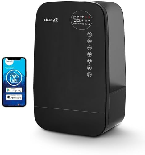 Clean Air Optima - Humidificateur d’air ultrason + ioniseur CA-607B - Convient aux pièces petites et grandes jusqu'à 65m² / 160m³ - Capacité d'humidification max. 480 ml/h