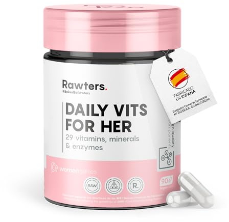 Rawters. Multivitamínico Daily Vits Mujer | 90 Cápsulas - Multivitaminas y minerales especial mujeres | Cápsulas vegetales de alta pureza y concentración | Ayuda a la fatiga física y mental
