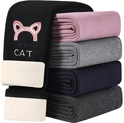 KEREDA Girls Fleece Lined Leggings Kids Thermal Leggings Warm Winter Fleece Leggings 8-9 Years 1 Pair