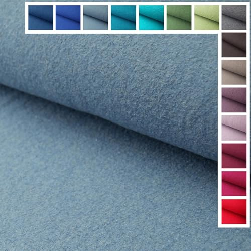 Premium Walkloden Walkstoff Kochwolle - 100% Wolle, Stoffe, Trachtenstoff, Meterware ab 25 cm Länge - Farbe Rauchblau