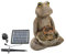 Solar Frog Water Feature | 4 Warm White LEDs | Polyresin | Outdoor Decorative Garden Ornament Fountain | H48 xW36 xD28cm