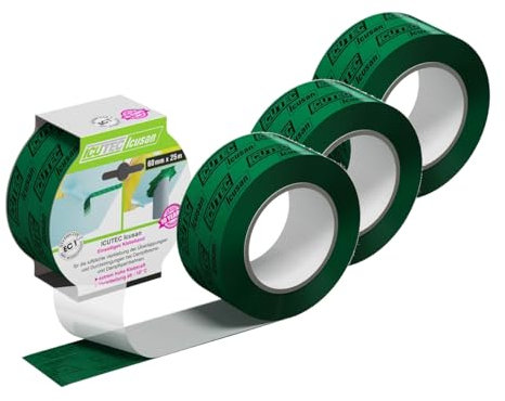 ICUTEC Icusan Lot de 3 rubans adhésifs haute performance pour films pare-vapeur - 60 mm x 25 m - Qualité professionnelle avec une adhérence extrêmement élevée - Sans solvant et traitement à partir de