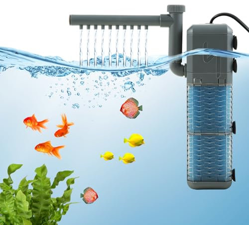 cupeohome Fish Tank Filter Pump, 800L/H Internal Aquarium Filter with Aeration & Rainfall, 9W Adjustable Water Flow Aquarium Filter Pump Quiet Fish Tank Filter Pump for Tanks up to 200L