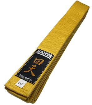 KAITEN Karategürtel Gelb - 4 cm Breit - Baumwolle Gelbgurt - Länge 230 bis 350 cm