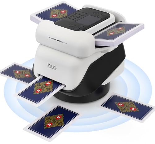 2 in 1 Mescolatore e Distributore Automatico di Carte, Rotazione 360° Macchina di miscelazione elettrica, Ricaricabile & Silenzioso per Giochi Come Poker, Uno e Texas Hold'em per 1-8 giocatori