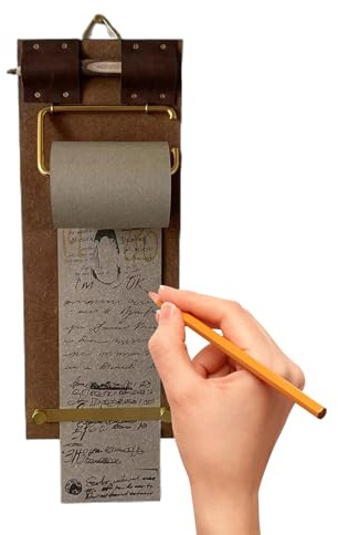 Porte-rouleau mural pour liste de courses - 32 x 12 x 3 cm - Vintage - Porte-bloc en bois - Avec design décoratif vintage - Pour croquis à la maison et au restaurant
