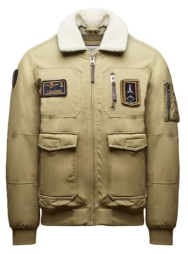 Aeronautica Militare Chaqueta de hombre Pilot con cuello desmontable AB3024, color beige militar