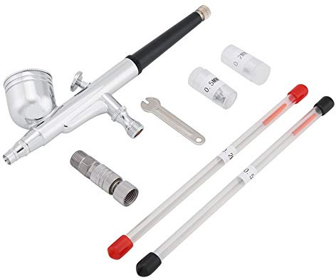 Pistola a spruzzo per aerografo 7CC a doppia azione con alimentazione a gravità, kit di ugelli per aghi da 0,2 mm, 0,3 mm, 0,5 mm.