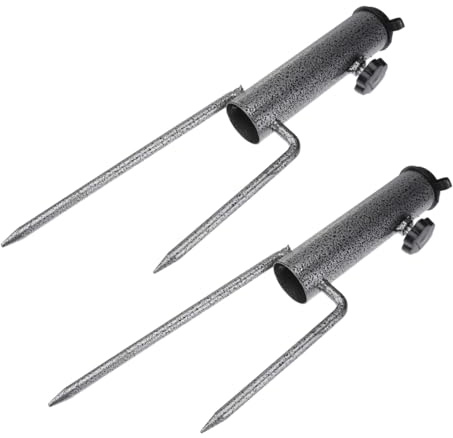 TOYANDONA Soporte para Parasol de Jardín y Playa 2 Unidades, Anclaje Metálico Resistente para Sombrilla Diámetro 3,6 Cm, Estaca para Tierra y Césped, Base Portátil para Paraguas